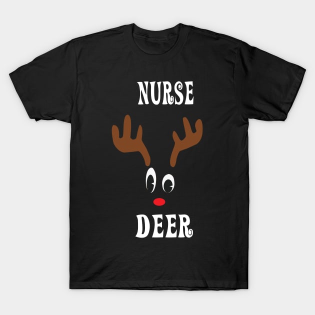 Nurse Reindeer Deer Red nosed Christmas Deer Hunting Hobbies Interests T-Shirt by familycuteycom